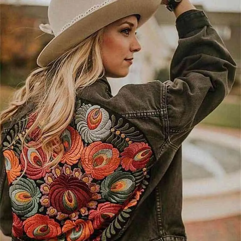 Winter floral denim jacket outlet