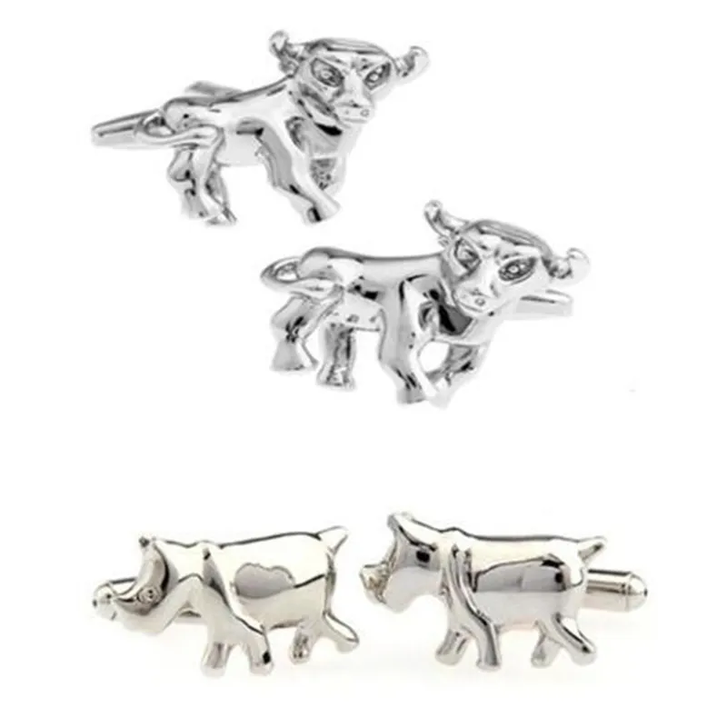 10pairs / Lot African Animal Cufflinks Rhino Rhinoceros Cheeah Leopard Buffalo Giraffe Lion Hippo Crocodile Cuff Links Mosiądz HQ