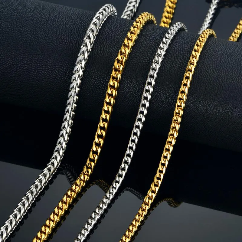 Мужская золотая цепочка, ожерелье 4/5 мм, мужская для мужчин, 18 дюймов, 22 дюйма, 26 дюймов, 29 дюймов, цветная нержавеющая сталь, мужские кубинские ожерелья, цепи