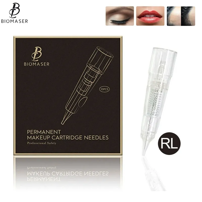 BioMaser Professionell Permanent Makeup Patronnålar 1R / 2R / 3RL / 5RL Engångssteriliserad Tatuering Pen Maskin Nålar Tips 210323