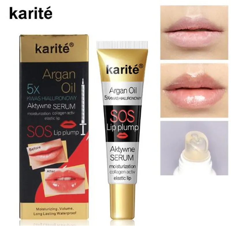 Karite labelo gloss instantâneos volumizando plumper colágeno plumping hidratante lipgloss extremo volume essência lips Óleo de Argan