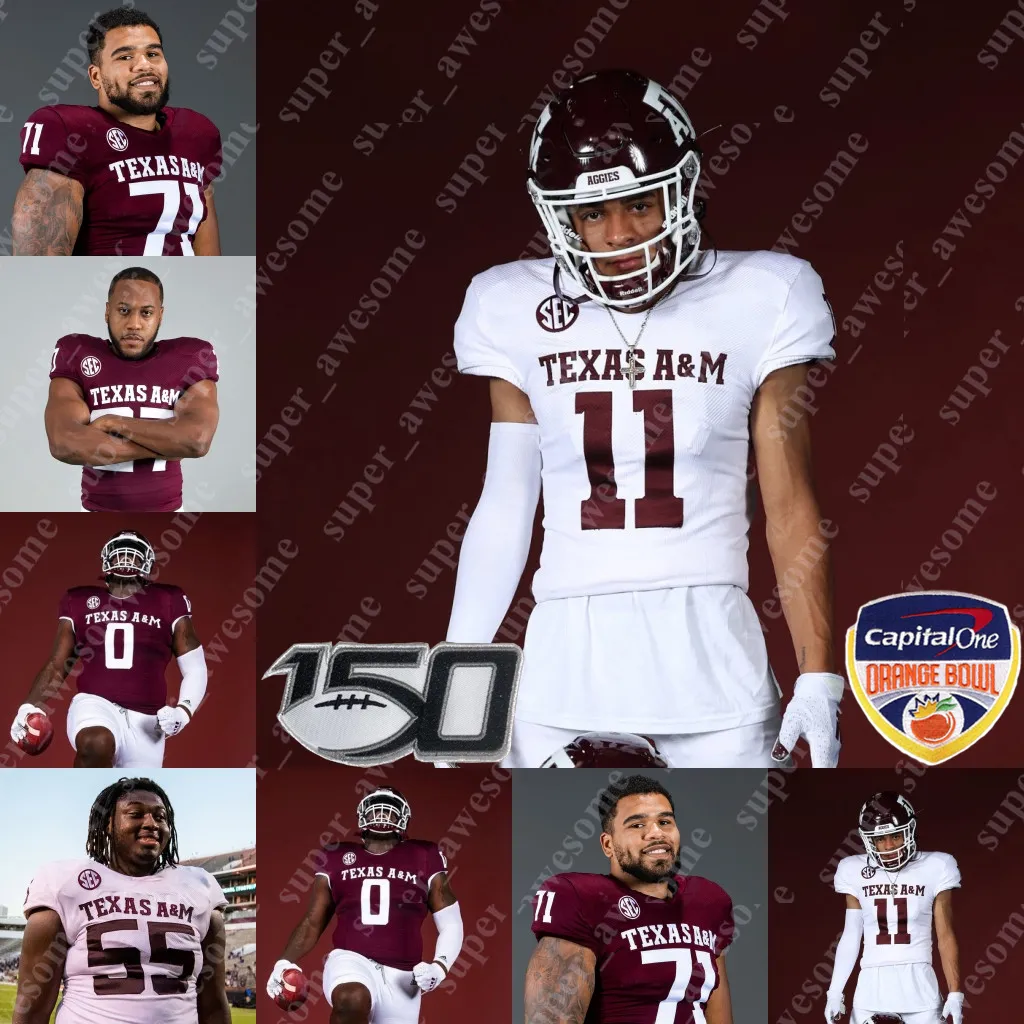 Maillot de football Texas A M Aggies Fadil Diggs Shemar Turner Brian George Tyreek Chappell Leon O'Neal Jr Adarious Jones Tyree Johnson Jayden Peevy Tarian Lee Jr Walker IV