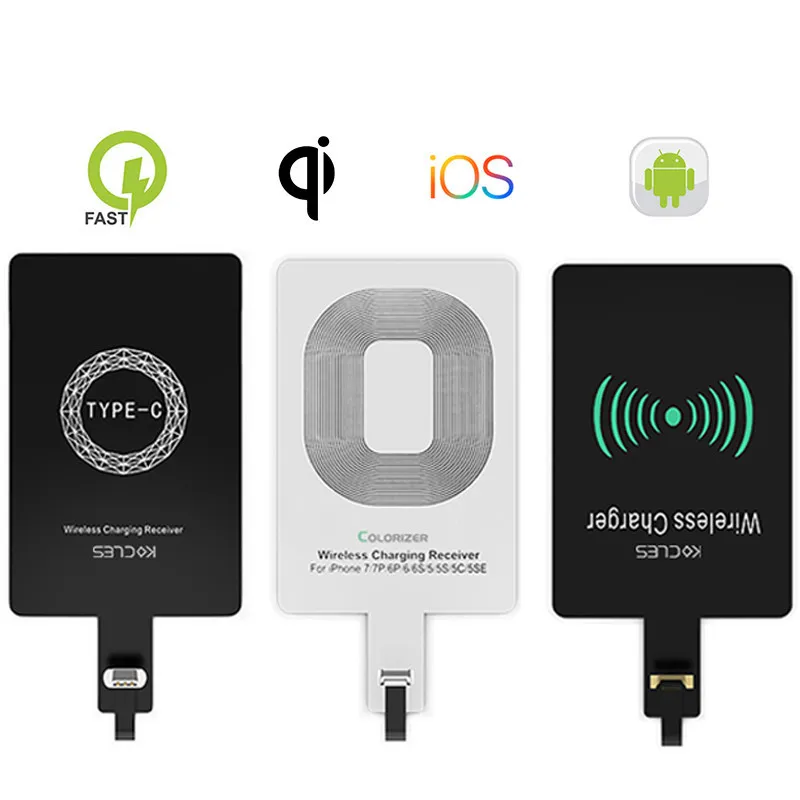 Micro USB Type C Universal Fast Wireless Charger adapter For Samsung huawei iPhone Xiaomi Charging Receiver