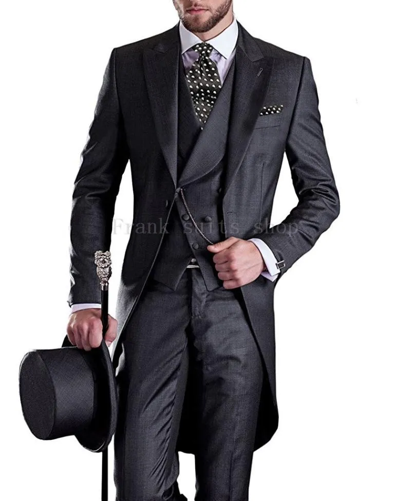 Royal Blue Single Breasted Vest Long Tail Coat Wedding Suits For Men Peaked Lapel Mens Suit Evening Party Gentlemen Tuxedos Mens Blazers From 73 87 DHgate