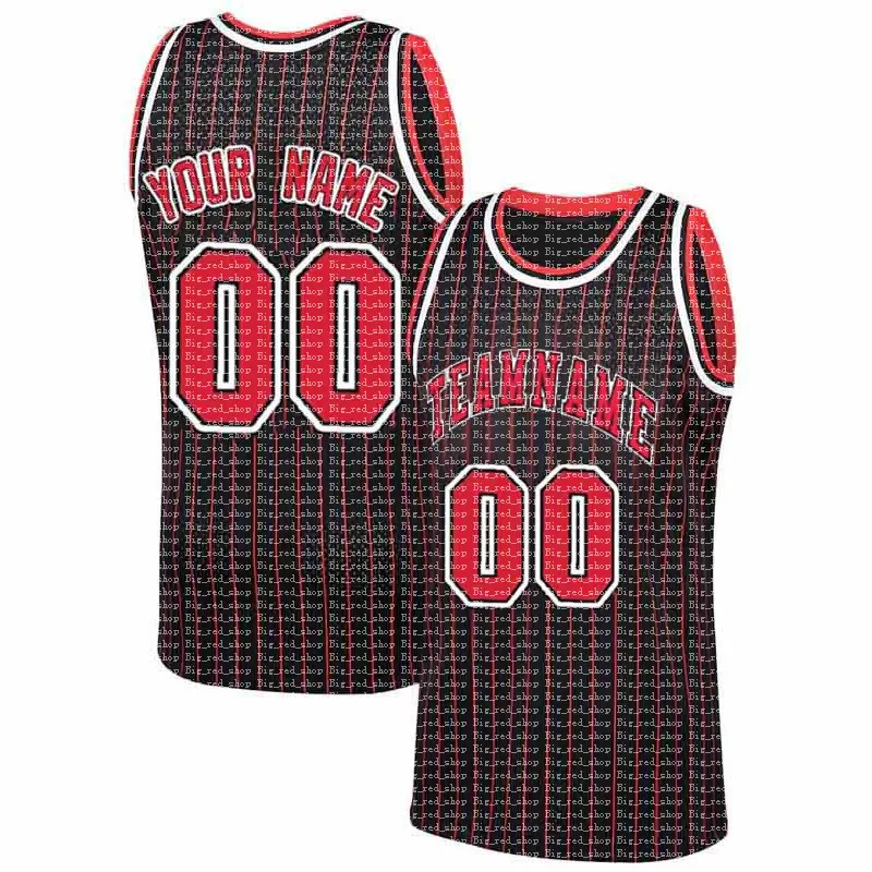 Custom DIY Design Chicago Any Number Jersey 00 Mesh Basketball Sweatshirt Personalized Stitching Team Name en Numbe Red White Black Borduurwerk Stripe