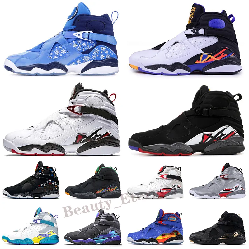 Jordan 8 AJ 8 jumpman 8 DOELNBECHER 8 8S Beyaz Siyah Saten Retro Erkek Sepet Balkası Sevgililer Günü Krom Eğitmenler Sneakers 40-46 # Z11