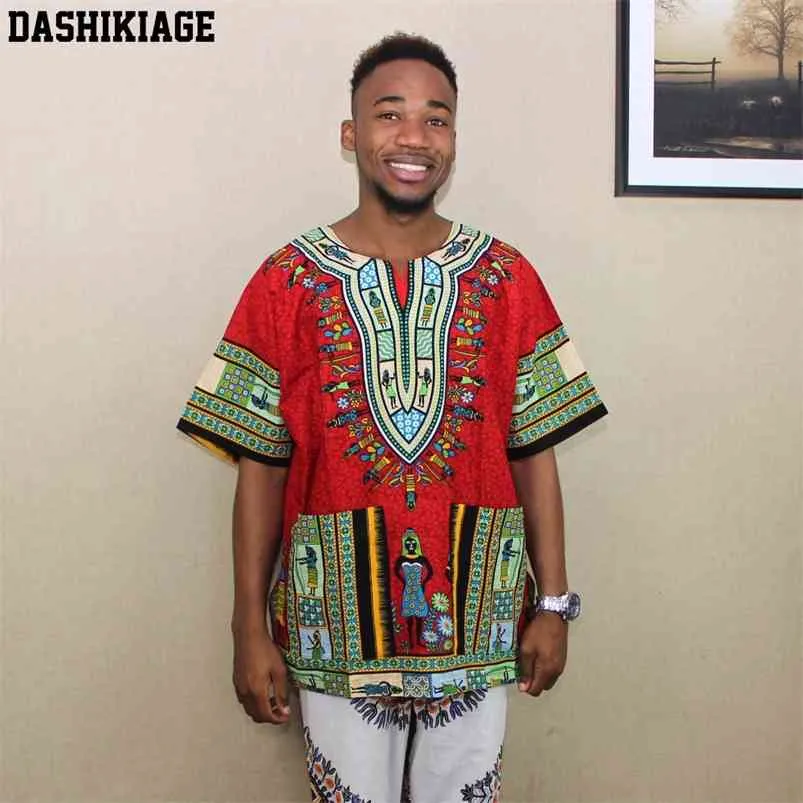 （FAST）ESTファッションデザインアフリカの伝統的な印刷100％コットンDashiki Tシャツ210706