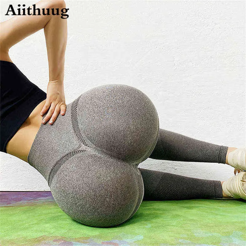 Aiithuug Women Scrunch Butt Yoga Pants High Waist Sport Workout Leggings  Booty Gym Tights Butt Lift Seamless Leggings Lifting H1221