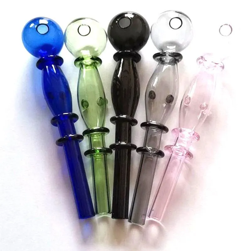 Hand Glass Smoke Pipes Newest Oil Burner Pipe Approx 14cm With Colorful Bowl Thick Pyrex Heady Tobacco Water Pipe