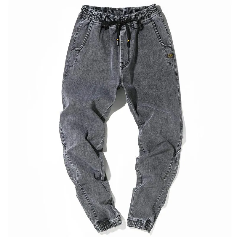 Jeans maschile 7xl 6xl 5xl plus size harem estate cucitura sciolta pantaloni in denim grigio nero pantaloni