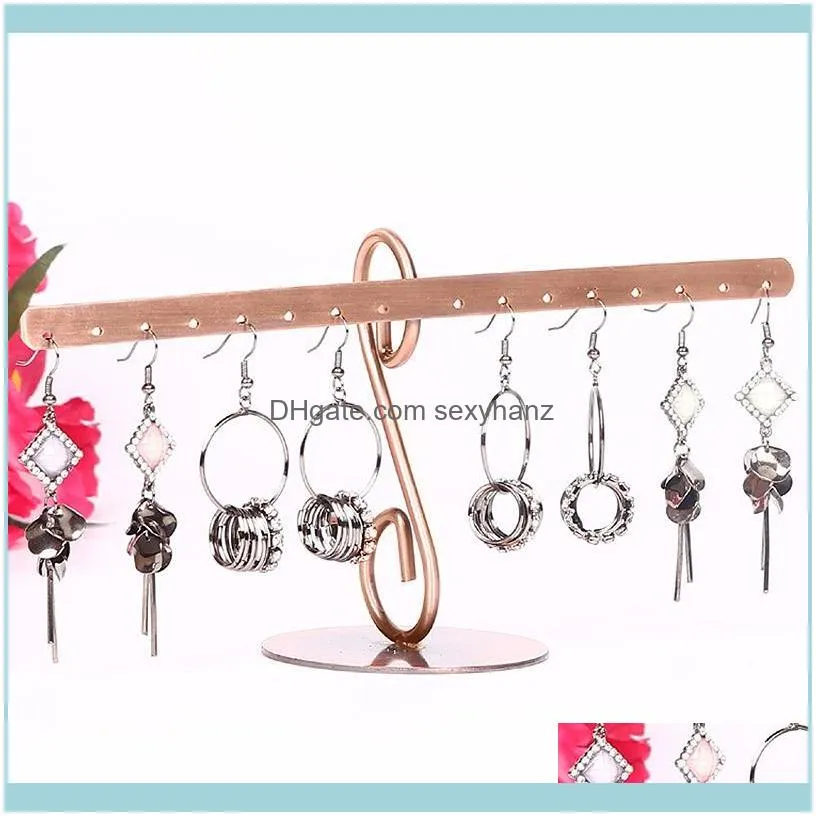 Metal Single T Shape Jewelry Displays Stand,16 Holes Ring Necklace Earrings Display Stand For All Kinds Of Earri Pouches, Bags