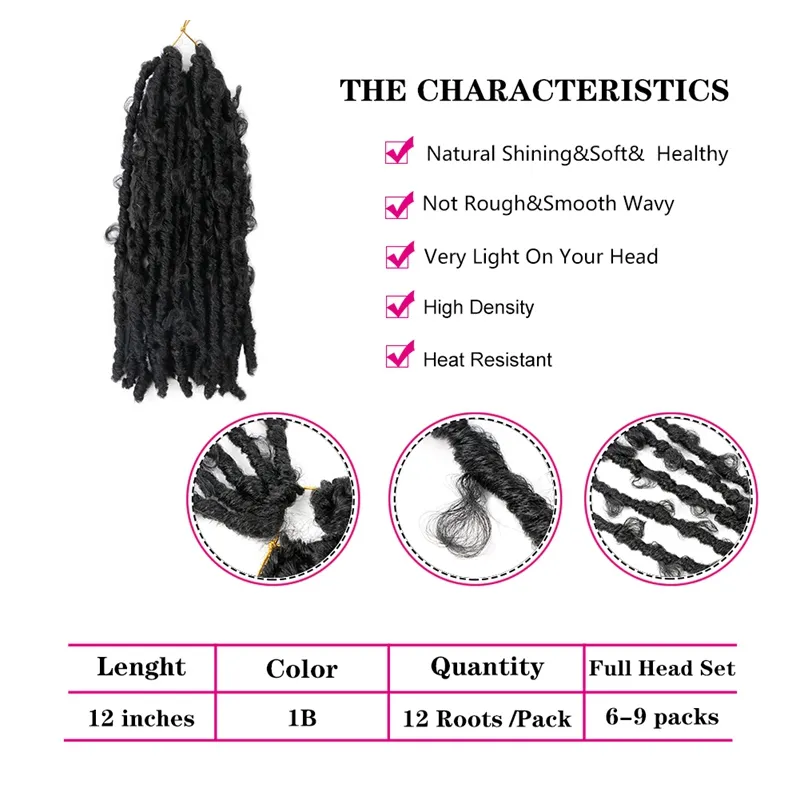 Häkeln Sie Haar synthetische 12 Zoll vorgeschlungene Bob Distressed Faux Locs Flechten Hari Extensions für Frauen