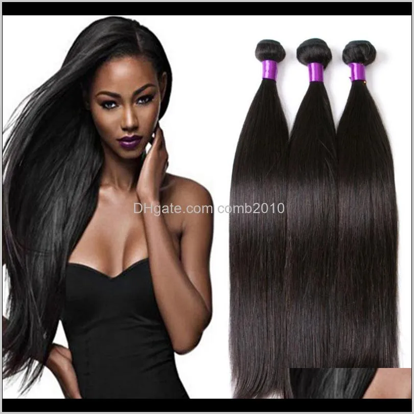 Vison Brésilien Raides Cheveux Vierges Humains Tisse 100G / Pc 3Pcs / Lot Double Trames Naturel Noir Couleur Humain Remy Extensions de Cheveux Vcno7 Sf8Uj