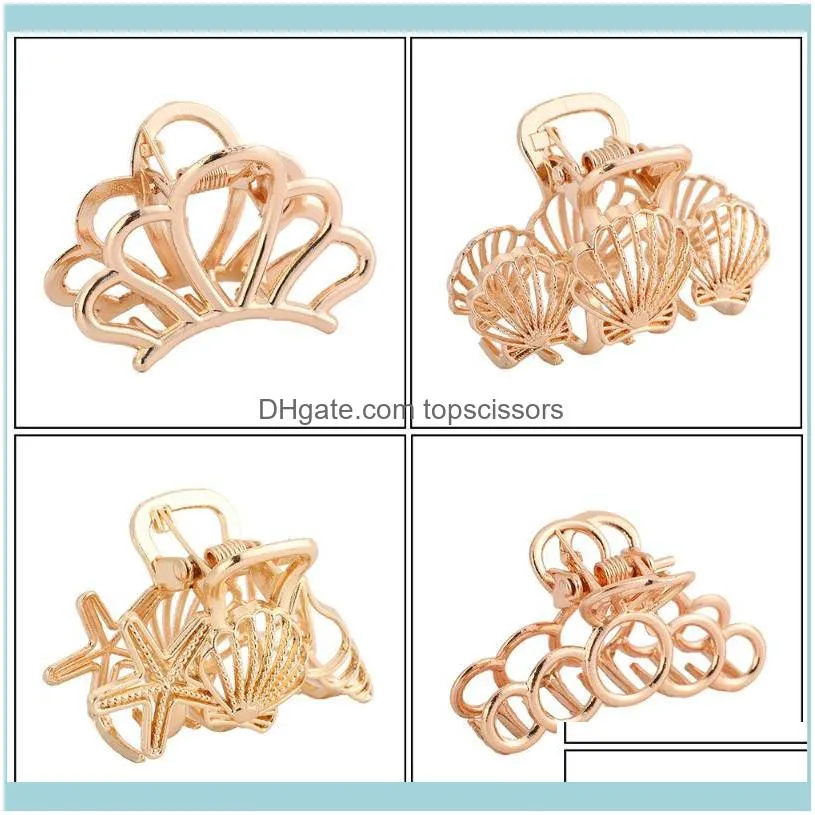 Haimeikang Women Girls Geometric Hair Claw Clamps Metal Crab Moon Shape Clip Solid Color Hairpin Large Size1