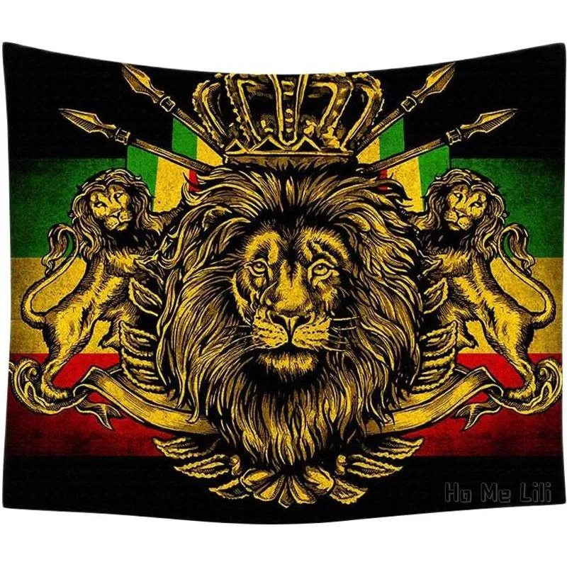 Tapestries Lion Crown Flag Hippie Art Wall Hanging By Ho Me Lili Tapestry For Living Room Bedroom Decor