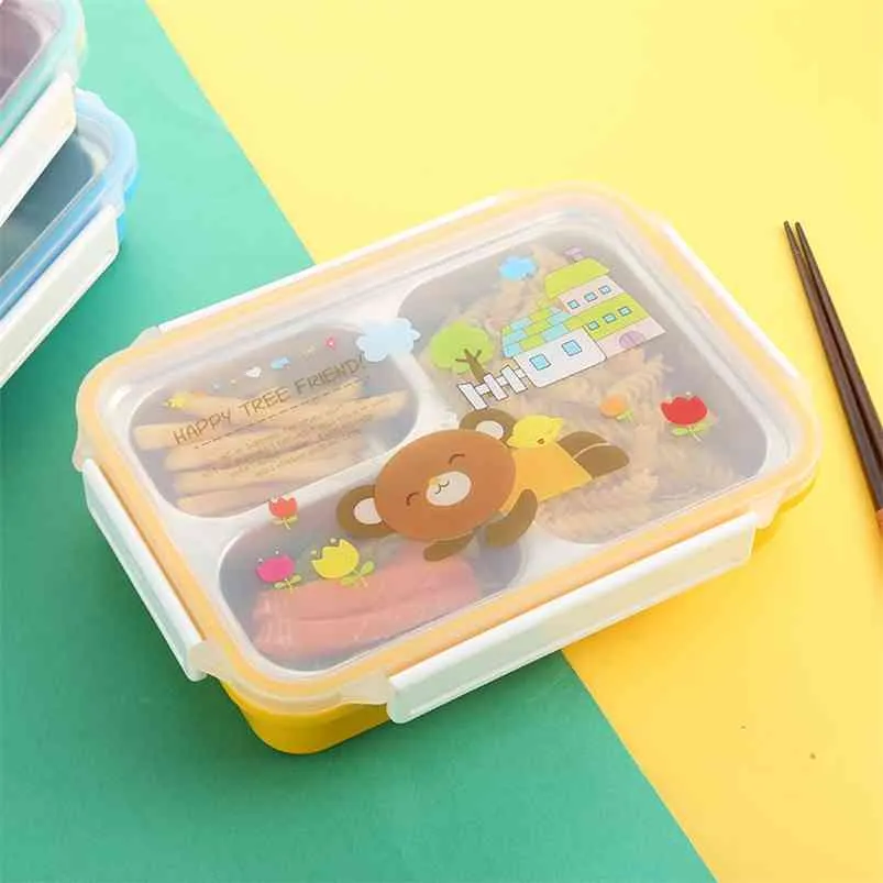 Lunch box in acciaio inossidabile 304 Isolamento a prova di perdite bel cartone animato bento BPA free Contenitore per alimenti per bambini 210423