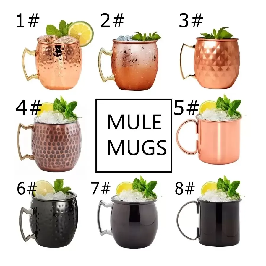 Tazza in rame oro rosa Bicchieri in acciaio inossidabile Tazza da caffè per birra Tazza da moscow mule Bicchieri placcati in rame martellato