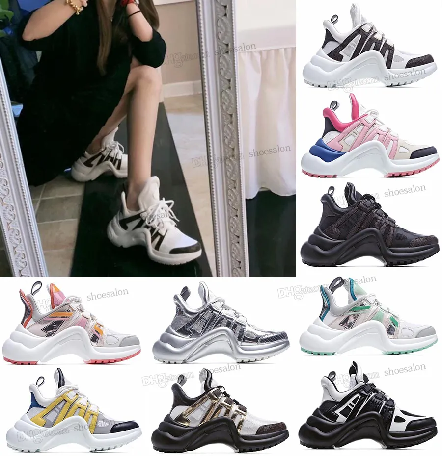 2022 fashion casual shoes block archlight genuine leather dad shoe sneakers mens womens women men mesh black breathable bows platform popular stylis size 35-40 #rtrb