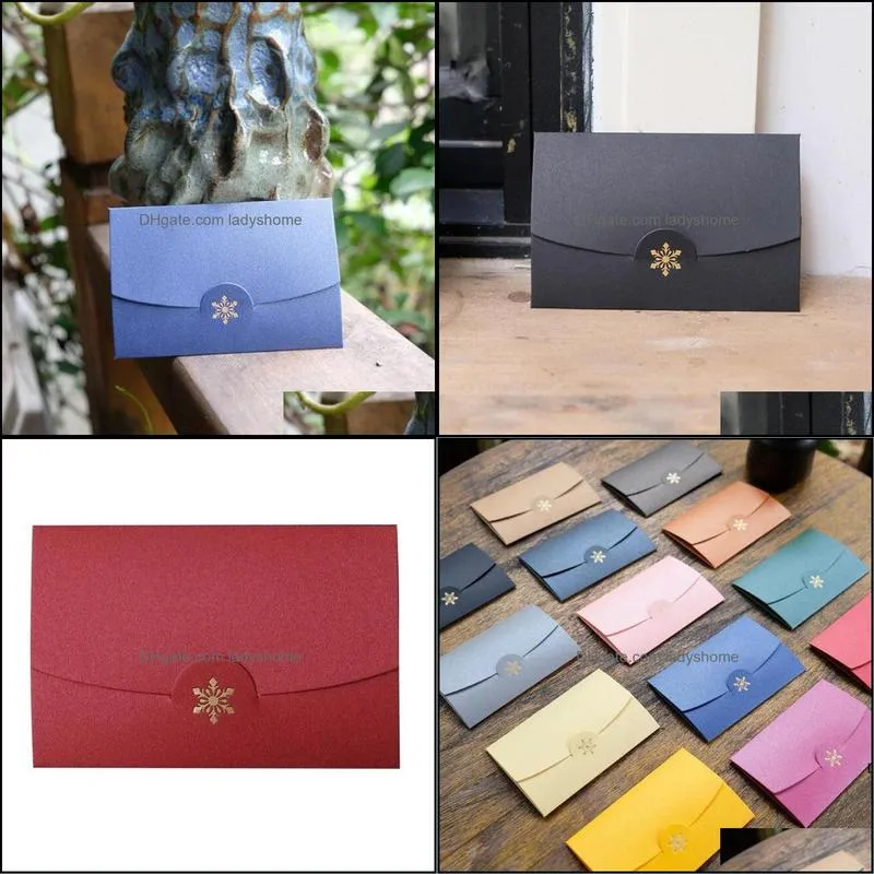 Small Greeting Card Name Card Envelope Hot Stamping Snowflake Pearlescent Paper Mini Envelopes Fast Shipping HWF7056