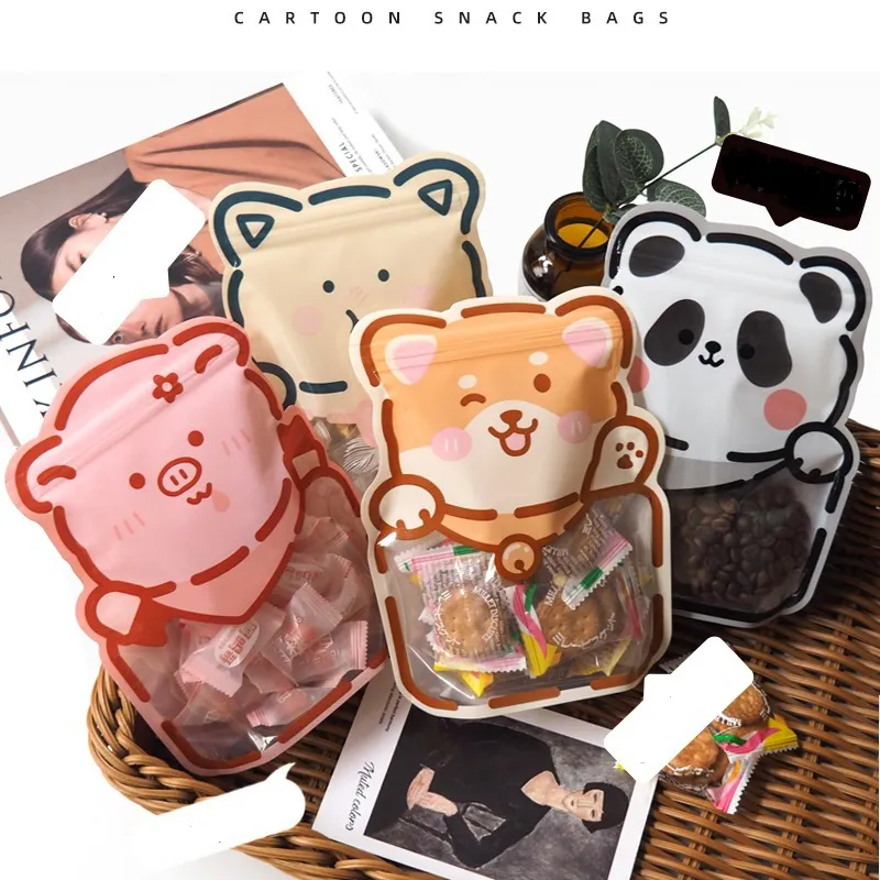 4 Styles Cute Cartoon Bear Snack Bag Self Sealing Bag Hand Baked Food Package Small Fine Zipper Bag LX3995