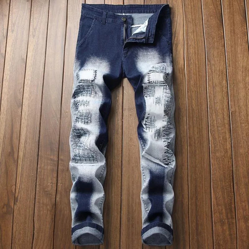 Acquistare Biker Jeans Uomo Due Colori Stretch Stretch Fit Slim Ripped  Distressed Whiten Streetwear Denim Pants Casual Retro Man Pantaloni Hiphop  Uomo Economico | Consegna Veloce E Qualità | It.Dhgate