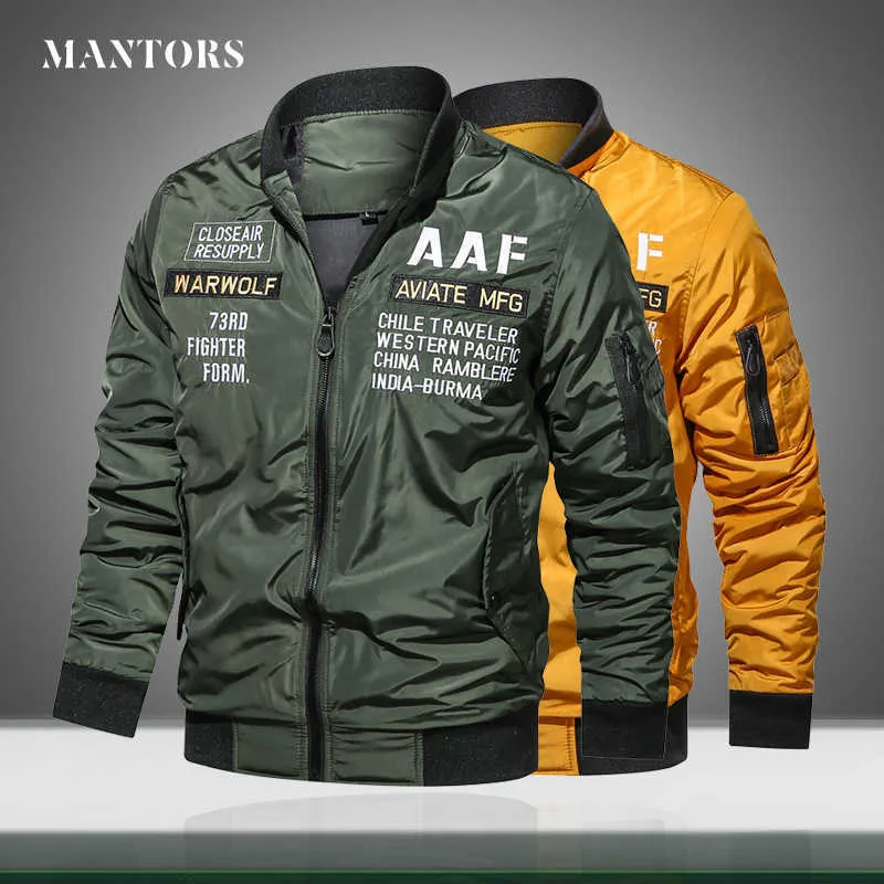 Men Military Jacket Fleece Zipper Autumn New Mens Casual Windbreaker Pilot Coat Multi Pockets Male Bomber Jacket Brand Clothing X0621