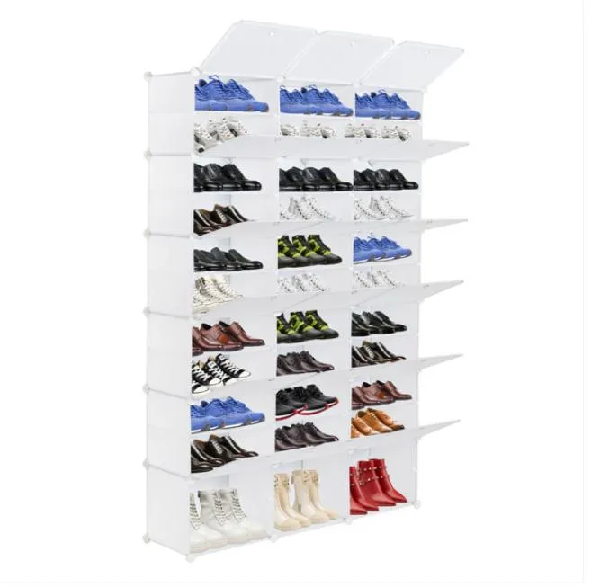 Storage Holders & Racks 12-Tier Portable 72 Pair Shoe Rack Organizer 36 Grids Tower Shelf Storage Cabinet Stand Expandable for Heels Boots Slippers White