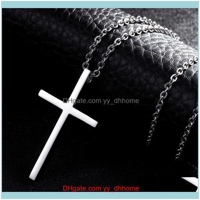 Titanium Steel Cross Pendant Necklace For Men Women Minimalist Jewelry Male Female Prayer Necklaces Chokers Silver Color Gift