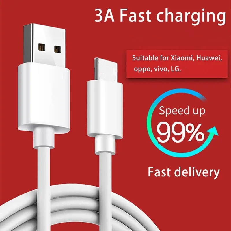 High Speed ​​3A USB -kabel Fast Charger Type C Micro V8 USB Cables 1M 2M 3M Datavladdningssladd för Xiaomi S9 S10 Obs 10 Huawei med detaljhandeln