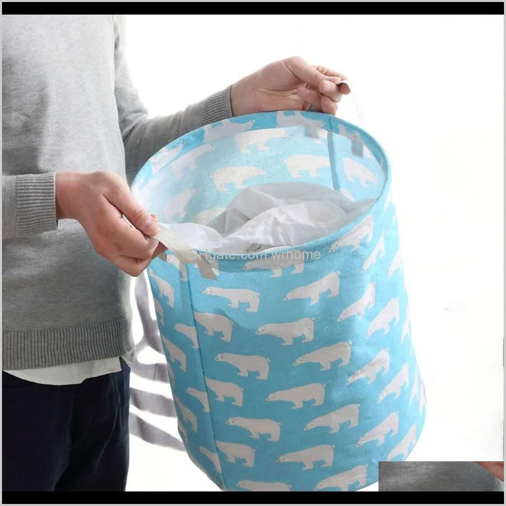 New Foldable Storage Baskets Waterproof Cotton Linen Storage Bag Desktop Clutter Cosmetic Snacks Toy Organization Storage Bins