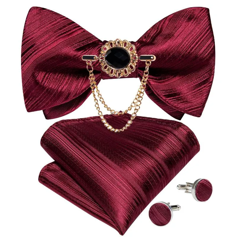 Vlinderdassen Heren Volwassen Bowtie Klassieke Rode Mode Bruiloft Formele Satijn Cadeau Patroon Multicolor Aanpassen Nek Stropdas Zak Plein Set