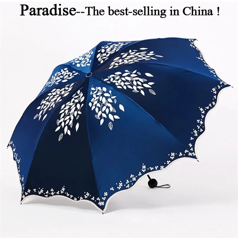 Jakość Sun Parasol Deszcz Kobiety Moda Księżniczka Pozostawia Podwójne Parasole Kobiet Parasol Portable Creative Prezent 210721