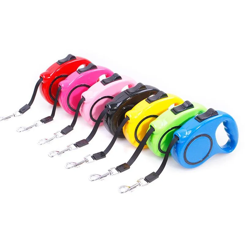 Dog Collars & Leashes 2021 Retractable Large Size 5M For Cats Walking Collar Leads Automatic Adjustable Pets Supplier Candy Color