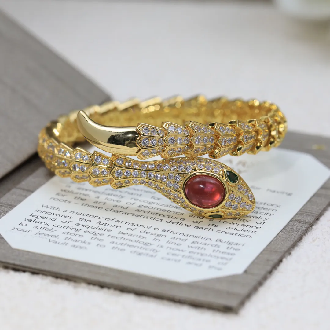 Projektantki Kobiety Węża Bransoleta Ruby Bransoletka Projektanci Bransolety Włosze marka Lady 18K Gold Sapphire kamień szlachetny Snakehead Diamond Luksusowy biżuteria z pudełkiem na prezent