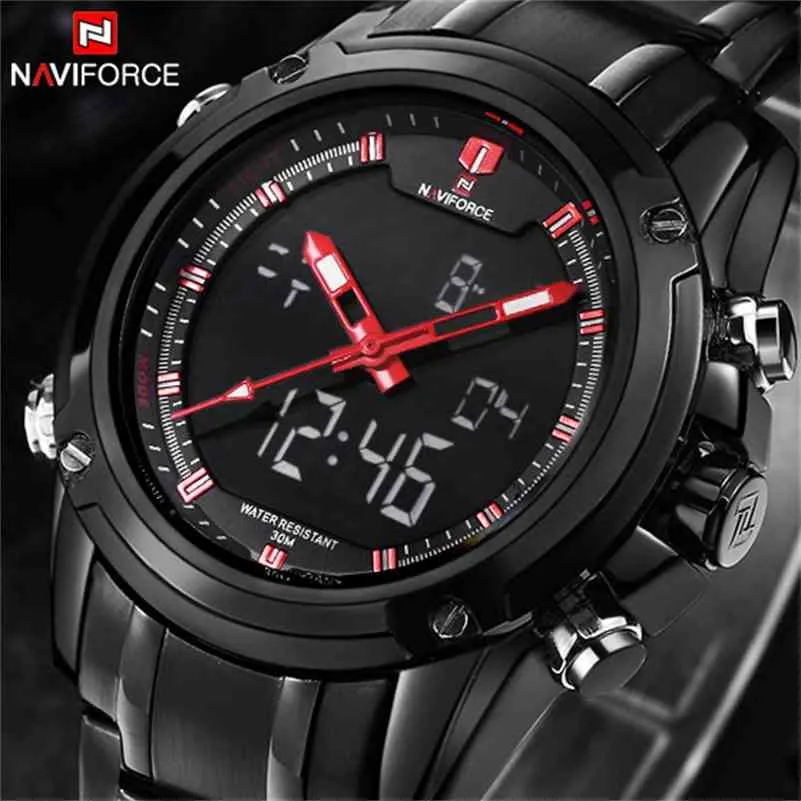 Лучшие роскошные бренда мужчины военные спортивные часы мужские кварцевые светодиодные часы аналоговые часы мужские полные стальные наручные часы Relogio Masculino 210517