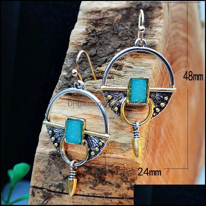 Hot Fashion Jewelry Women`s Vintage Earrings S925 Silver Pleated Stone Drop Dangle Earrings S428