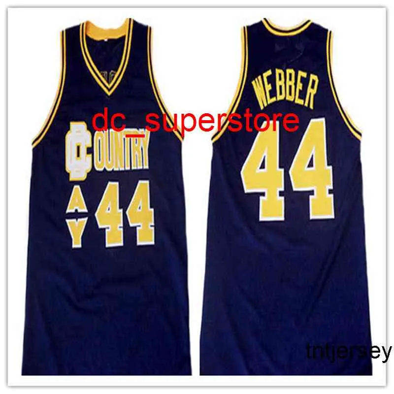 100% cousu Chris Webber # 44 Country Day High School Basketball Jersey Hommes Femmes Jeunesse Numéro personnalisé Nom Maillots XS-6XL