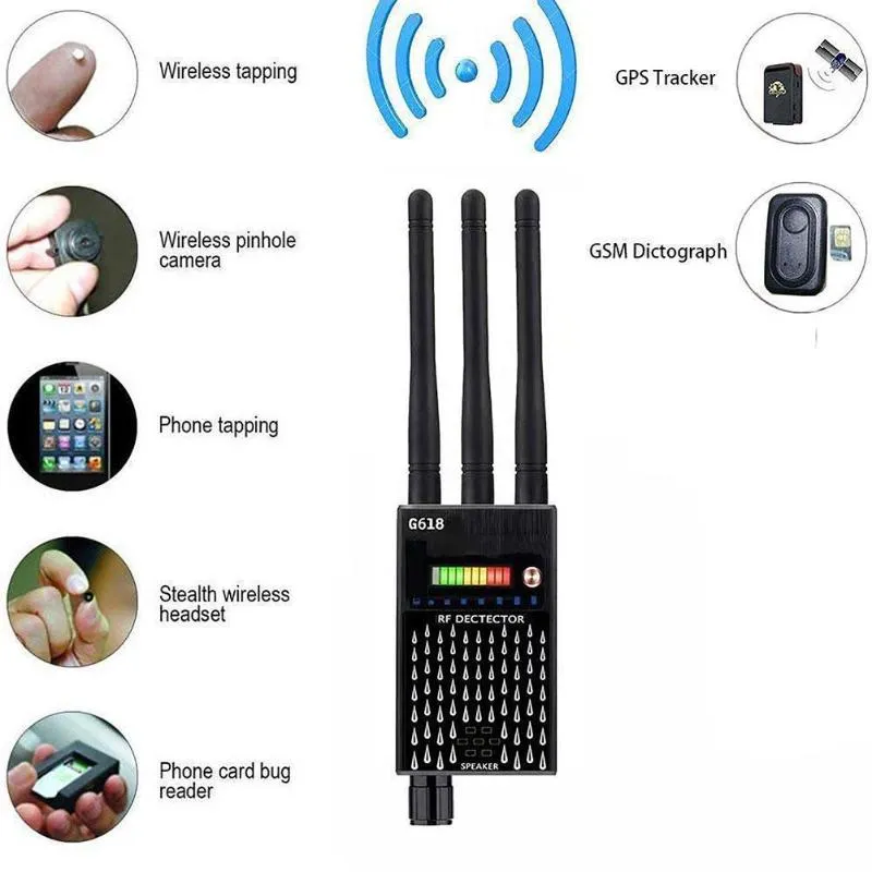 Activity Trackers 1 Pcs Professional G618 Detector 3 Antenna Anti Signal Finder For Gsm Bug Gps Tracker Wireless Hidden Camera Eavesdrop