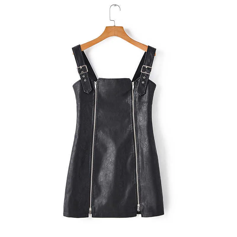slim fit dress slacks Women High Quality Faux Leather Office Lady A-line Dresses – HER SHOP main image 1