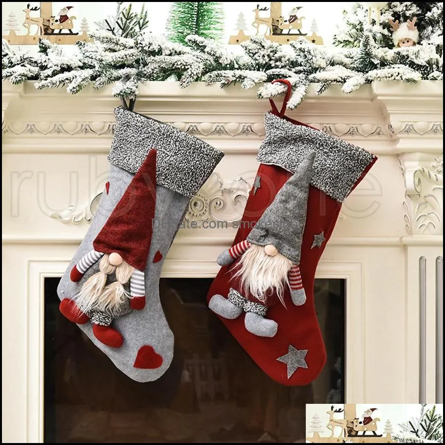 Christmas Stockings Doll Santa Claus Xmas Socks Gift Bag Cute Christmas Tree Ornaments Party Christmas Decorations RRA3458