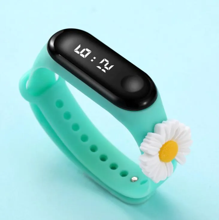 LED Sports Watch Cartoons Chrysanthemum Waterproof Led Digital Watchs for Kids Children Teen WristWatch Bracelet Toys Christmas Gift