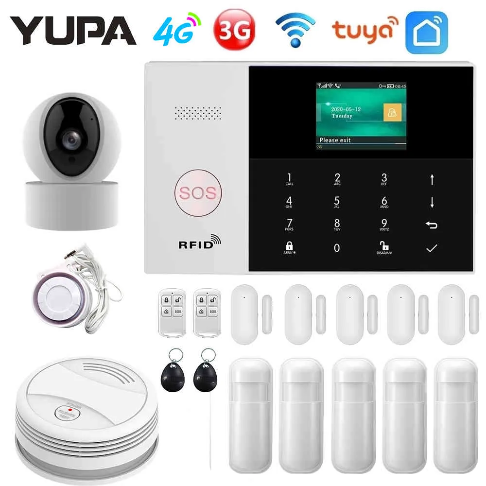 Tuya 4G WIFI GSM GPRS Wireless 433MHz Sistema antifurto Smart-Life APP Control Kit allarme di sicurezza domestica con sensore sirena