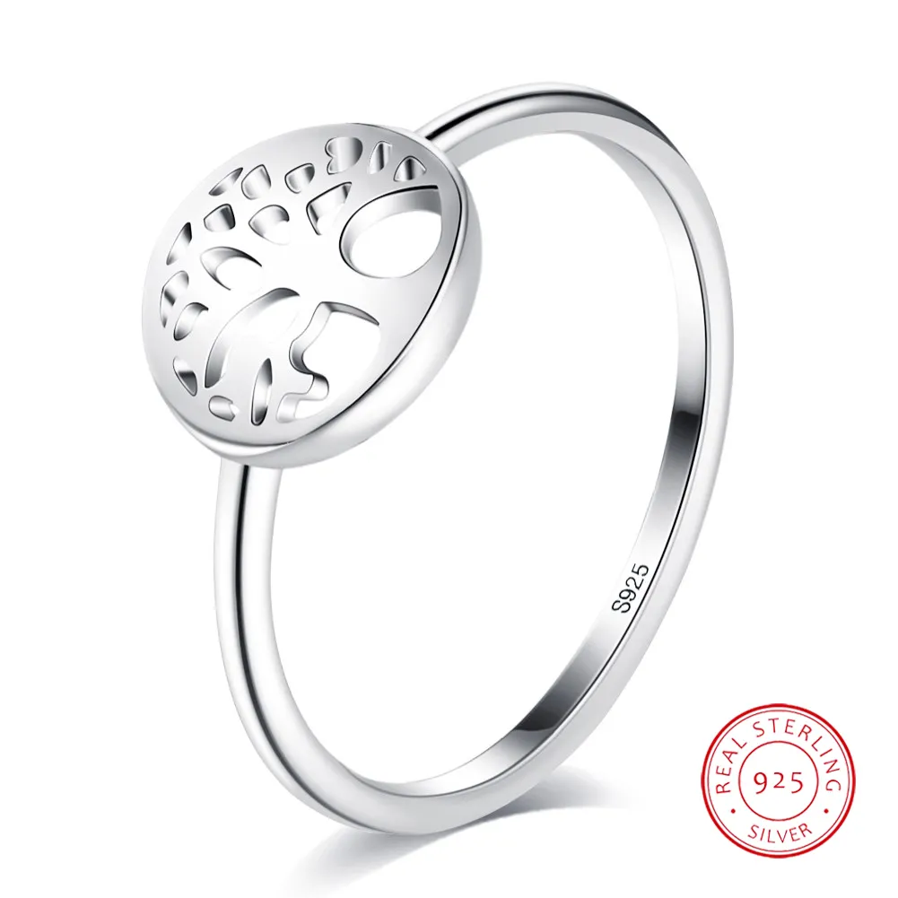 Hot Selling 925 Sterling Silver Finger Ring voor vrouwen The Tree of Life Vrouw Simple Anniversary Sieraden