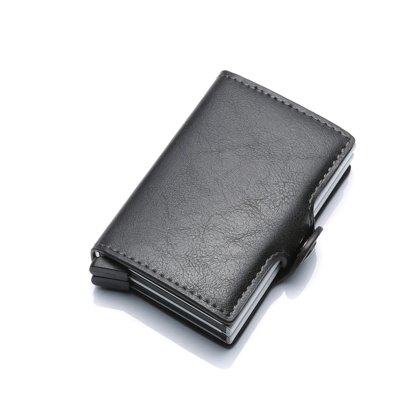 Blocking Protection Men Id Credit Card Holder Wallet Leather Metal Aluminum Business Bank Card Case Creditcard