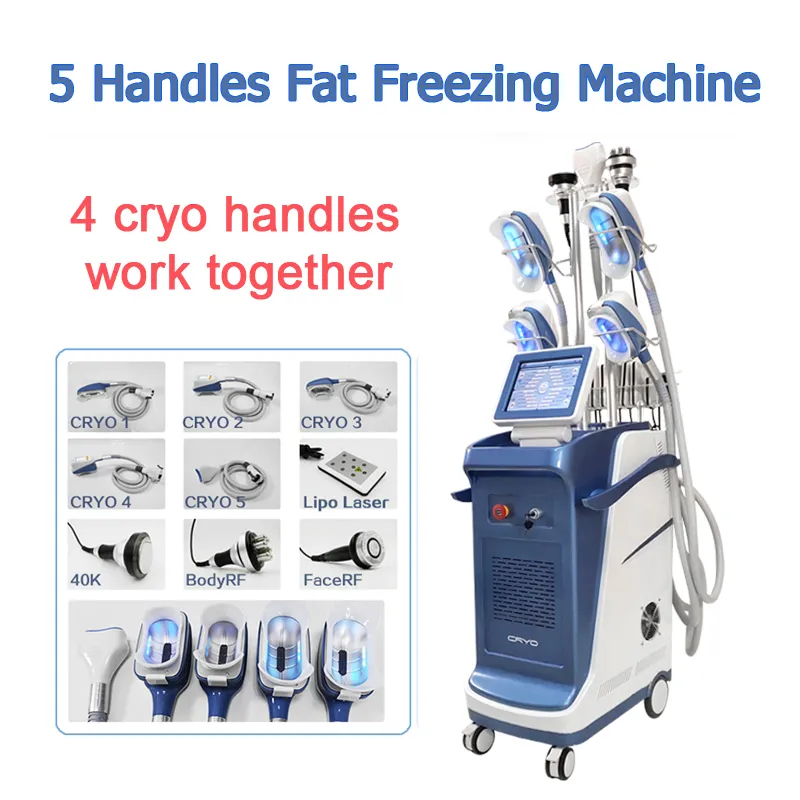 4 Cryo Uchwyty pracujące razem Cryolipoliza Cavitation RF Lipolaser Wielofunkcyjny Ultracavitador Fat Mlece Maszyna odchudzająca