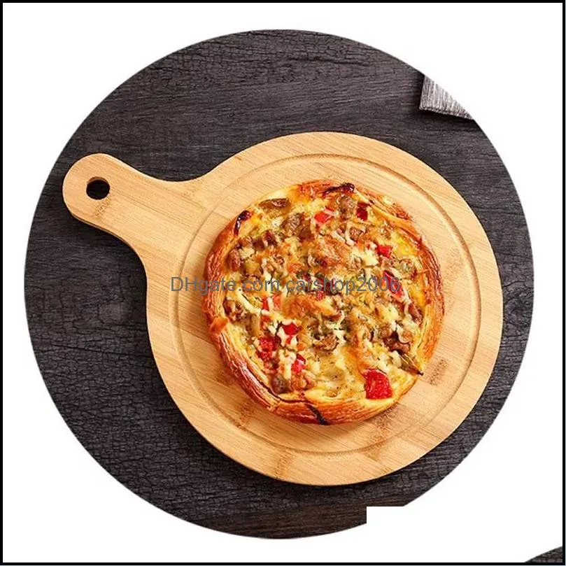 Wholesale Multifunction Kitchen Bamboo Cutting Board Large Food Plate 3 Size Bamboo Pizza Trays Home Baking Hand Pizza Trays D1294