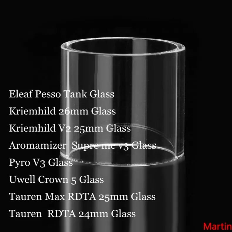 Substituição Pyrex Tubo de vidro para freaeaf pesso kriemhild 26mm v2 25mm aromamizer pyro v3 coroa 5 tauren max rdta 24mm tank rta vape