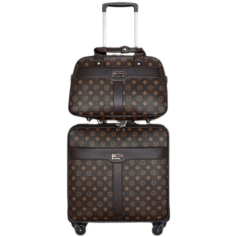 Koffers 2022 Hoge Kwaliteit 16 "Inch Retro Vrouwen Bagage Reistas Met Handtas Rollende Koffer Set Op Wielen