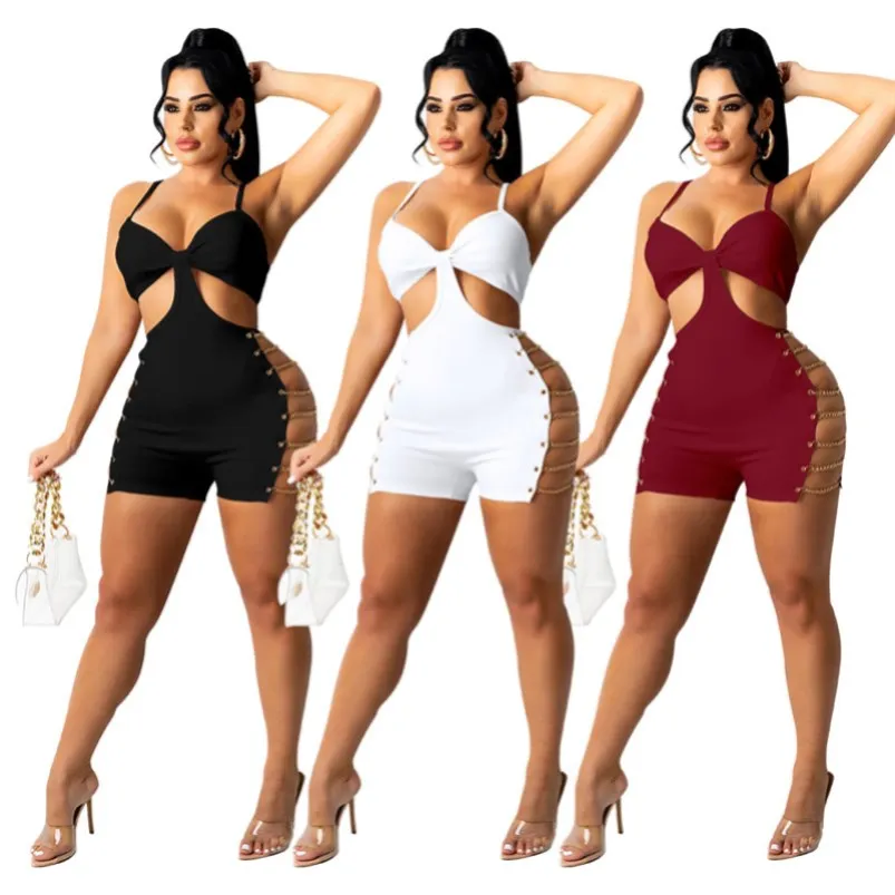 Vente en gros barboteuses sans manches femmes combinaisons combinaisons salopette une pièce shorts sexy maigre combishort mince mode lier saut costume femmes vêtements klw7364