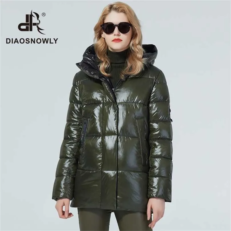 Diosowna kurtka zimowa Kobiety Moda Kobieta Parka Średniej długości Gruba Płaszcz Ciepła marka dla Plus 211216